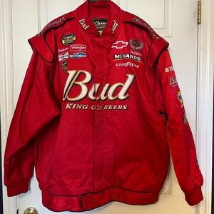 Vintage Nascar Dale Earnhardt Jr Budweiser King Of Beers Pit Crew Jacket